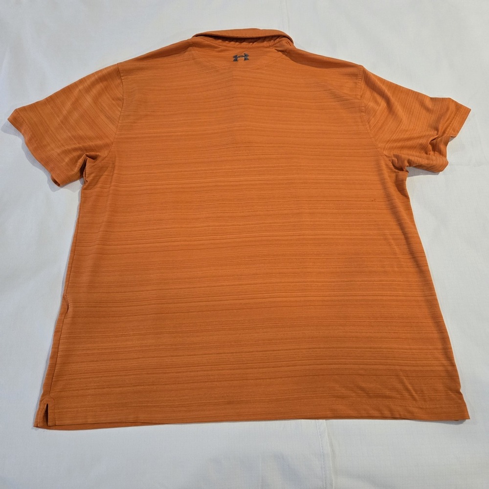 Under Armour Men's Polo Style Golf Activewear Short Sleeve Orange Stripes 2XL - Picture 9 of 10